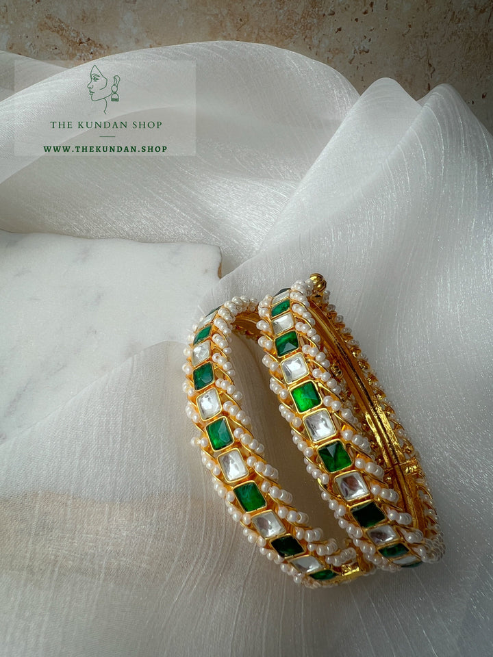 Emerald Touch in Paachi Kundan Bangles THE KUNDAN SHOP 