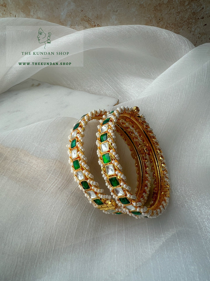 Emerald Touch in Paachi Kundan Bangles THE KUNDAN SHOP 