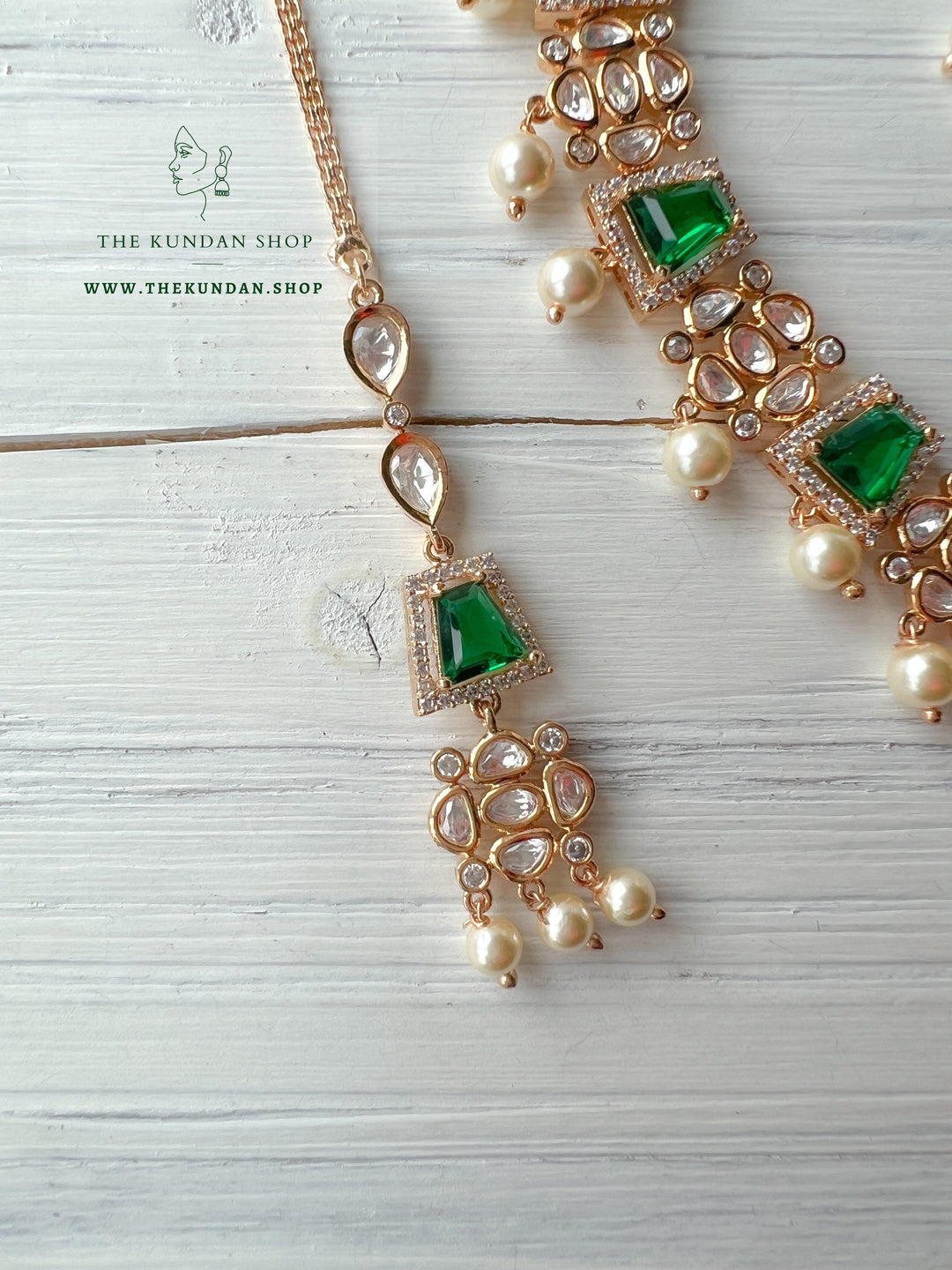 Straight Forward in Green Necklace Sets THE KUNDAN SHOP 