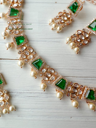 Straight Forward in Green Necklace Sets THE KUNDAN SHOP 