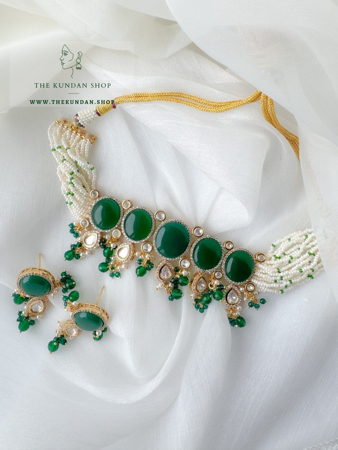 Starry Night in Emerald Necklace Sets THE KUNDAN SHOP 