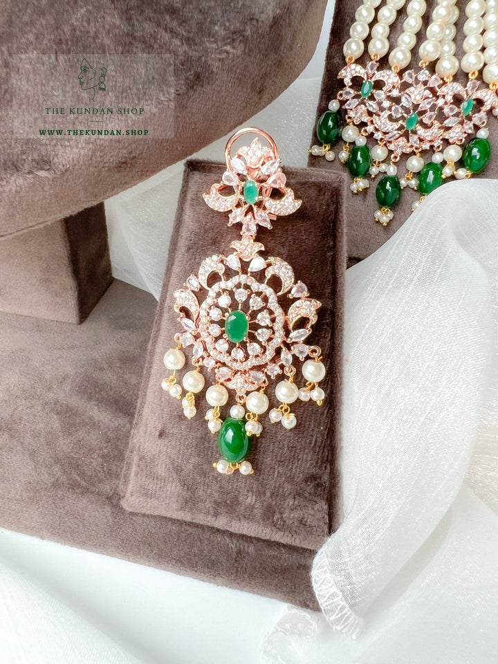 Beauties in Rose Gold & Emerald Necklace Sets THE KUNDAN SHOP 