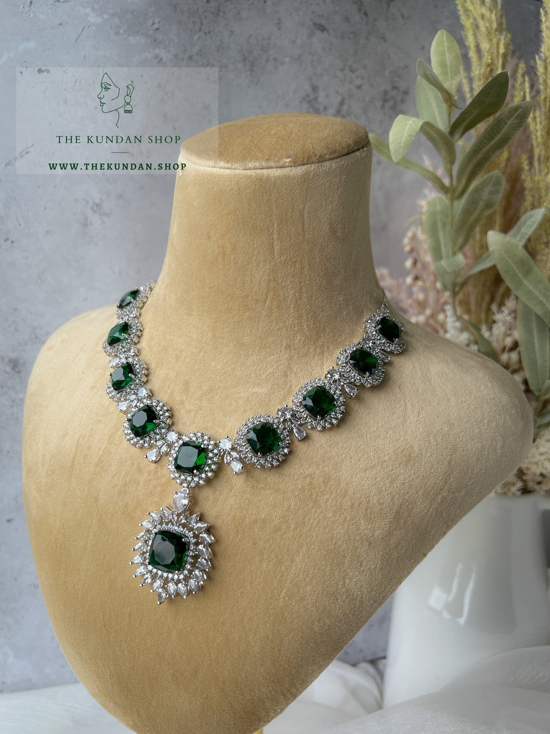 Flattery in Emerald Necklace Sets THE KUNDAN SHOP 