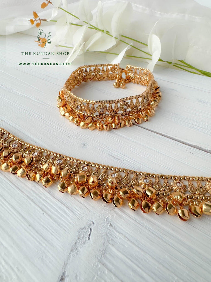 Floral Stone & Ghungroo // Anklets Anklets THE KUNDAN SHOP 