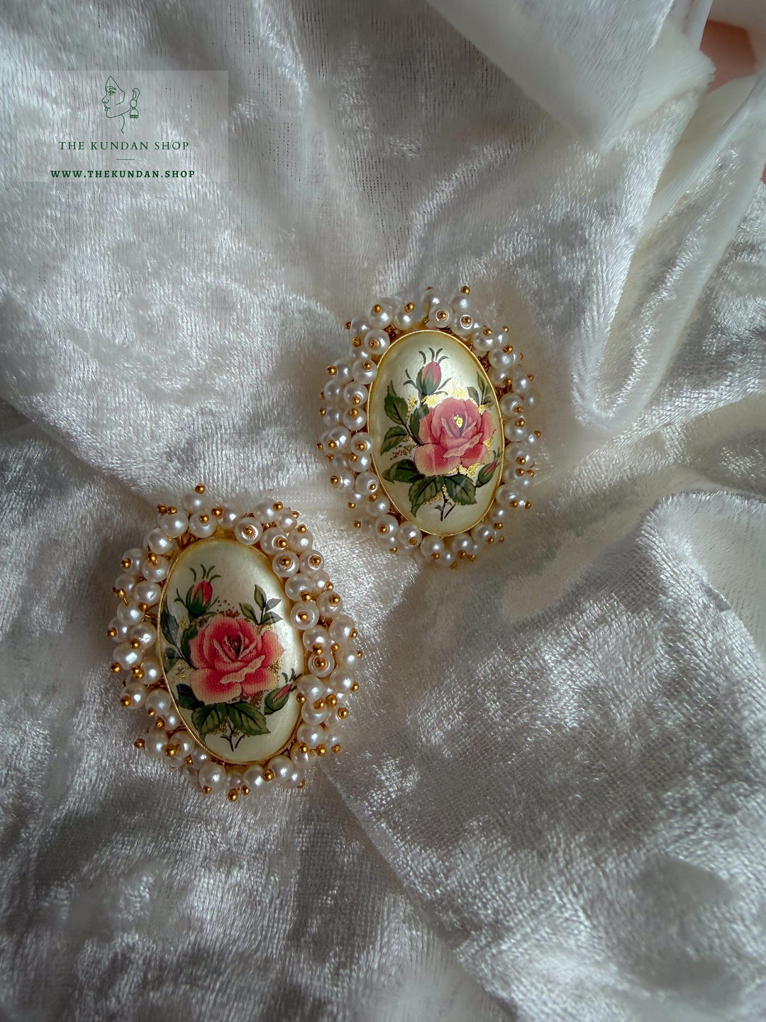 Meena Petals in Pearl Earrings THE KUNDAN SHOP Pink 