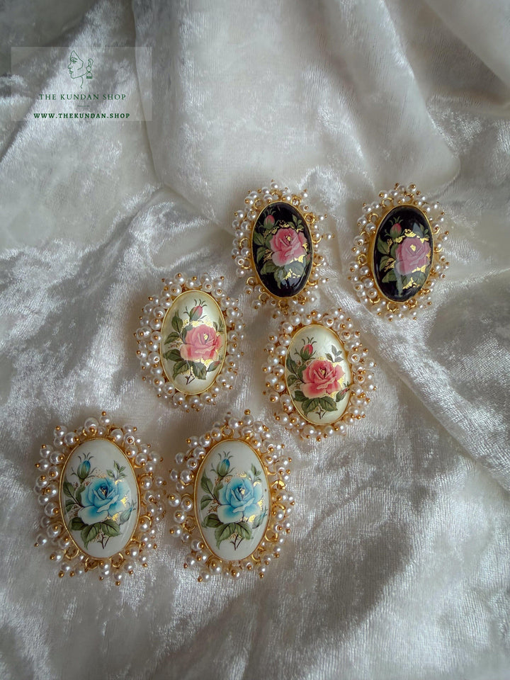 Meena Petals in Pearl Earrings THE KUNDAN SHOP 