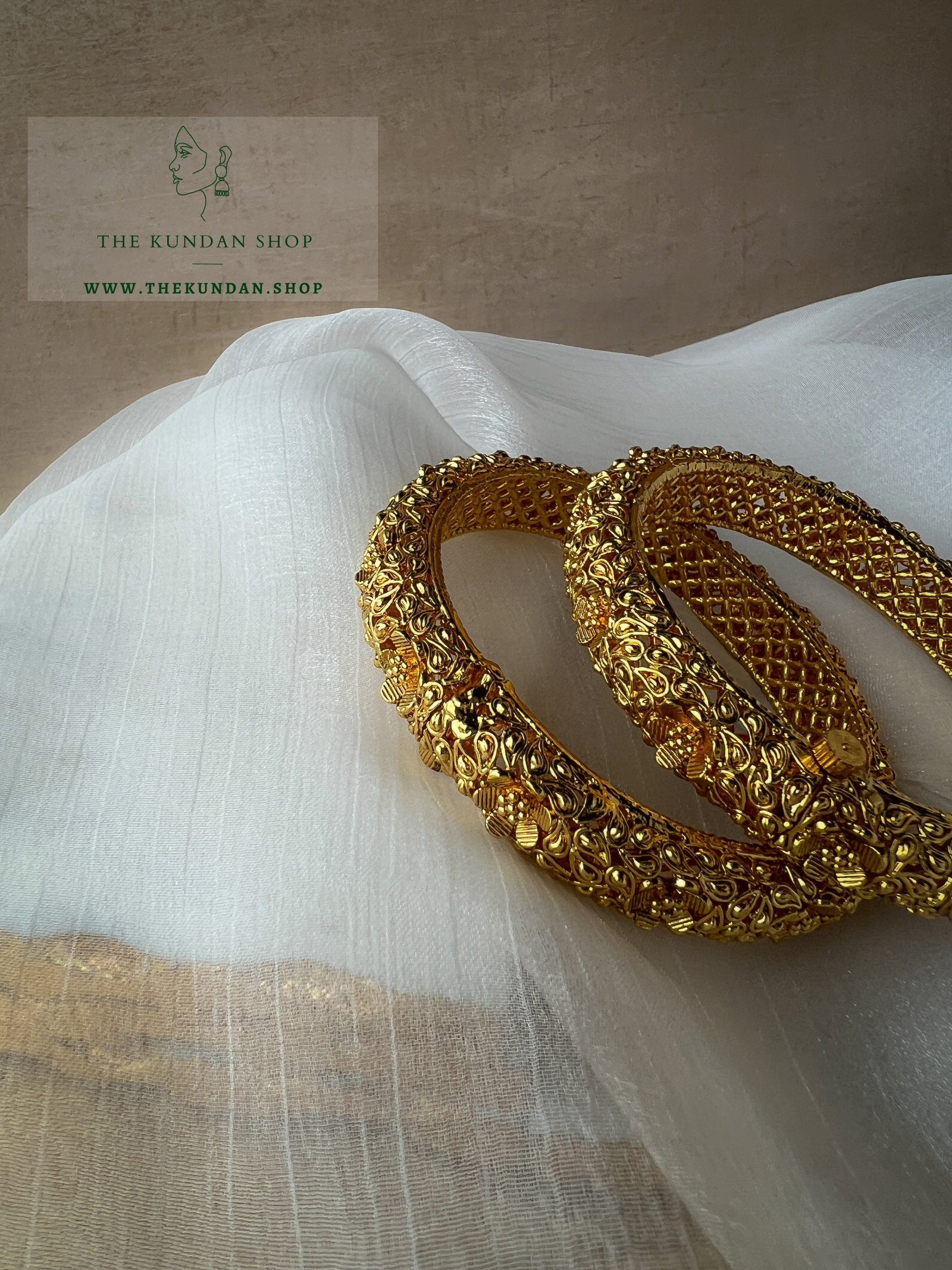 Golden Petals Kangans Bangles THE KUNDAN SHOP 