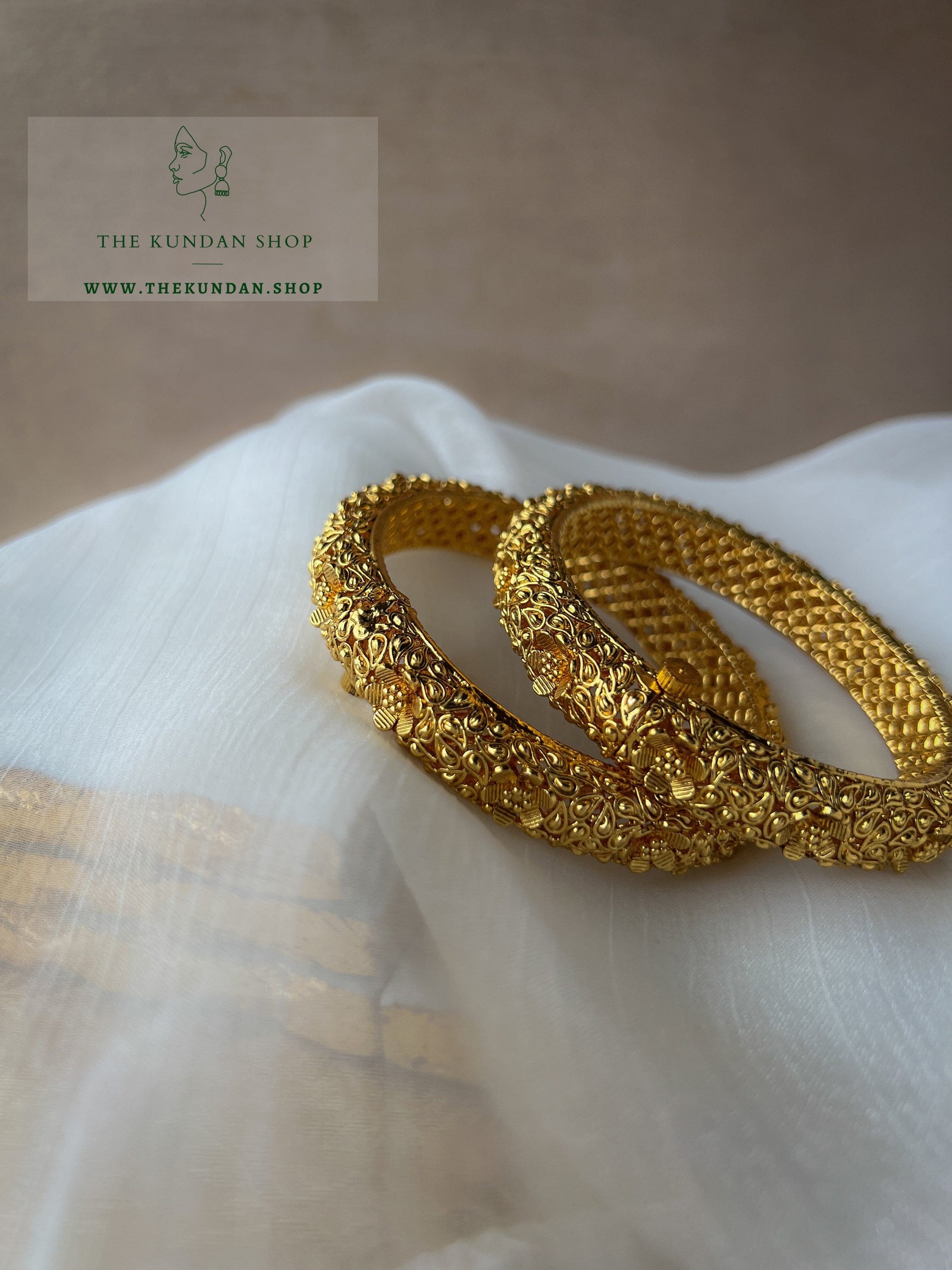 Golden Petals Kangans Bangles THE KUNDAN SHOP 