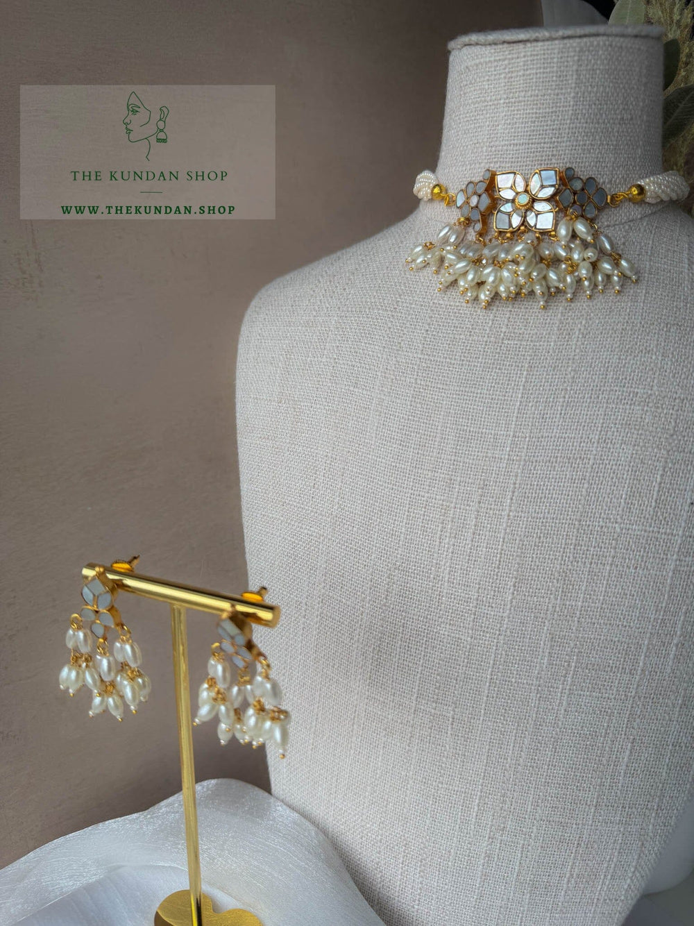 Florals in Mother of Pearl Necklace Sets THE KUNDAN SHOP 