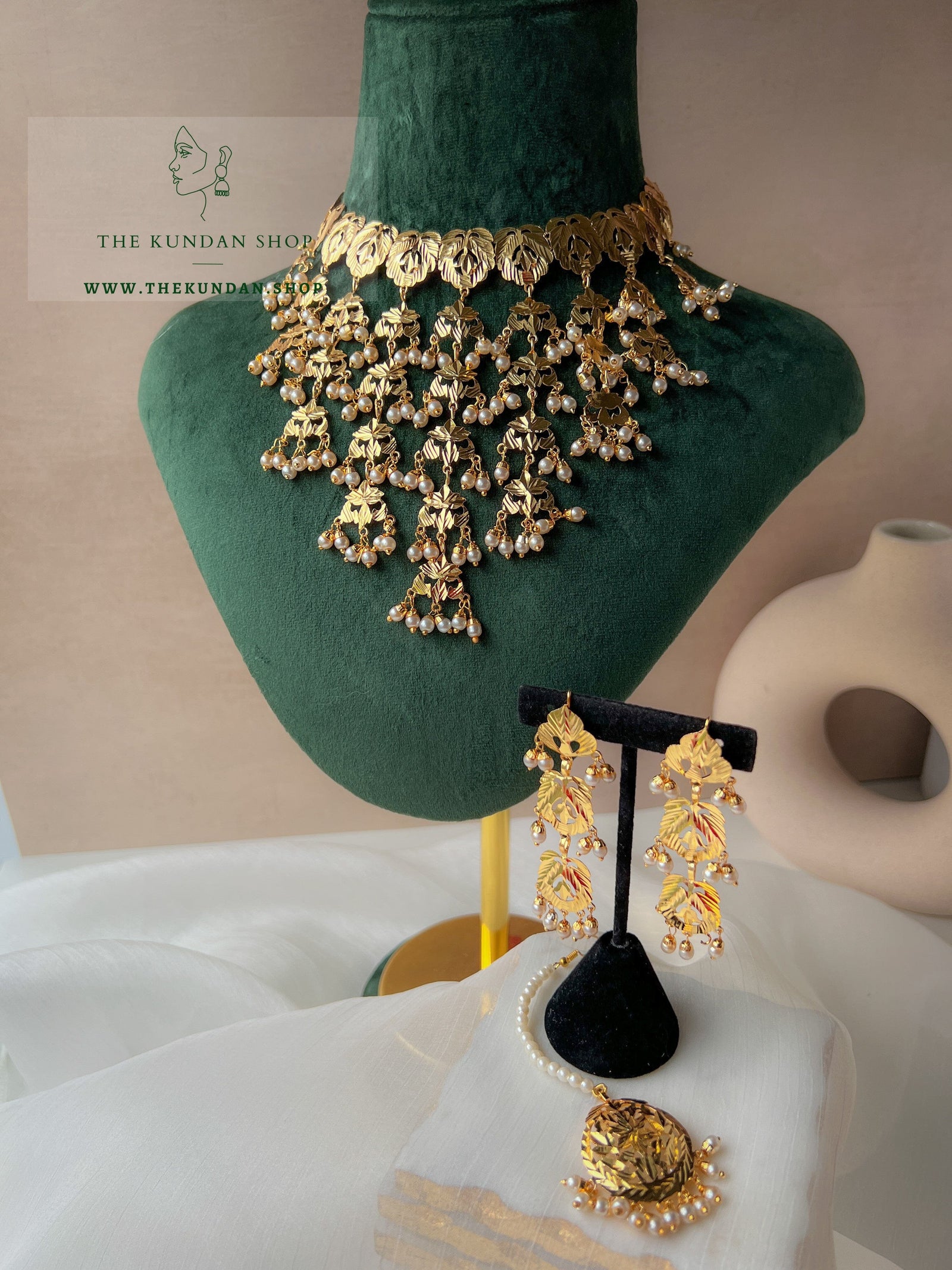 Golden Abundance in Pearl Necklace Sets THE KUNDAN SHOP 