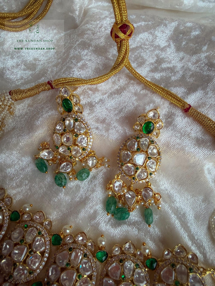Destiny in Green &amp; golden Necklace Sets THE KUNDAN SHOP 
