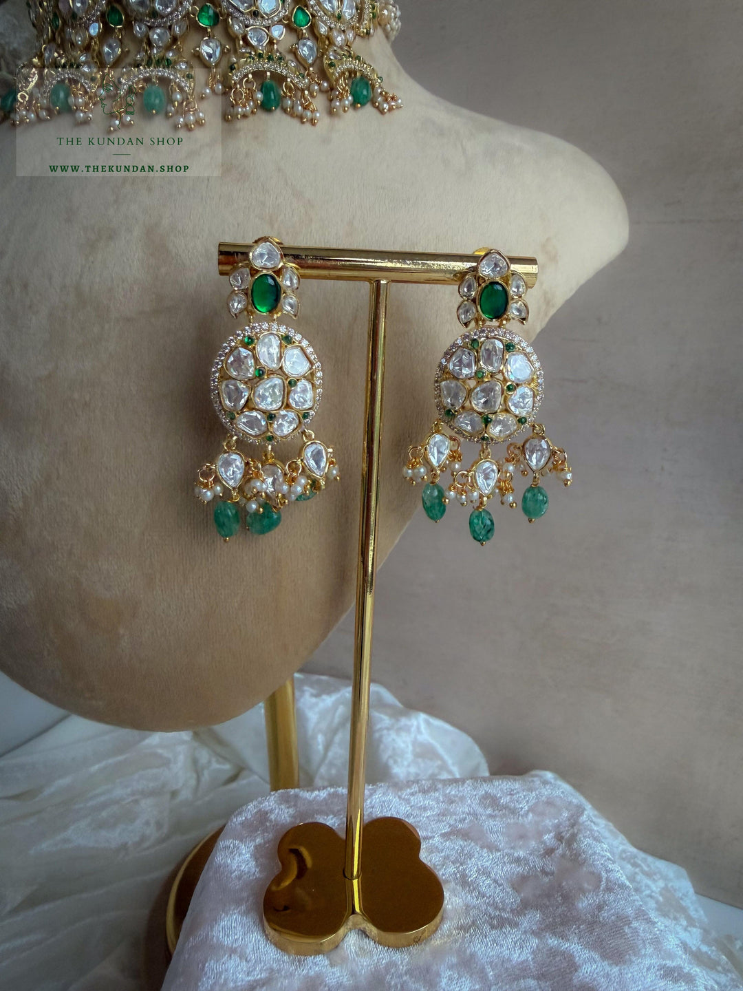 Destiny in Green &amp; golden Necklace Sets THE KUNDAN SHOP 