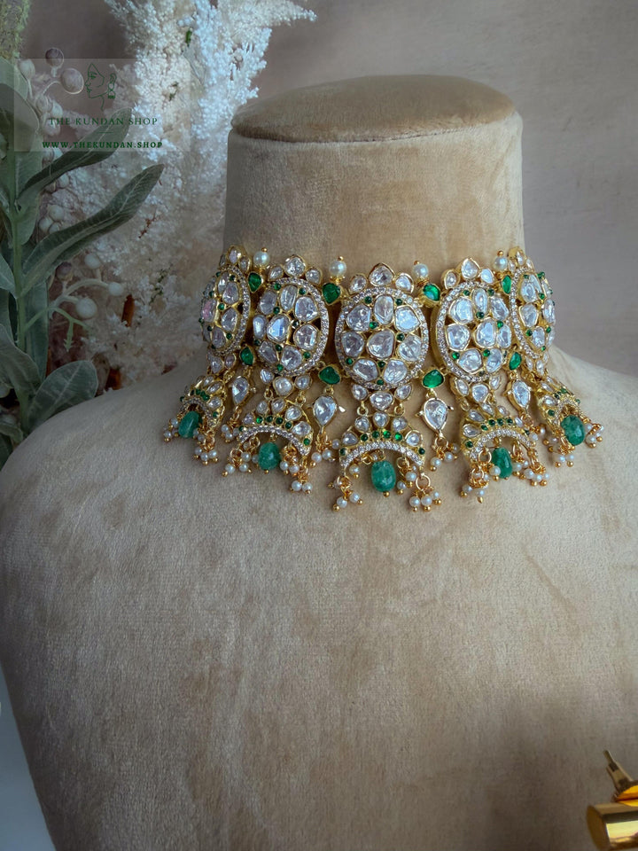 Destiny in Green &amp; golden Necklace Sets THE KUNDAN SHOP 