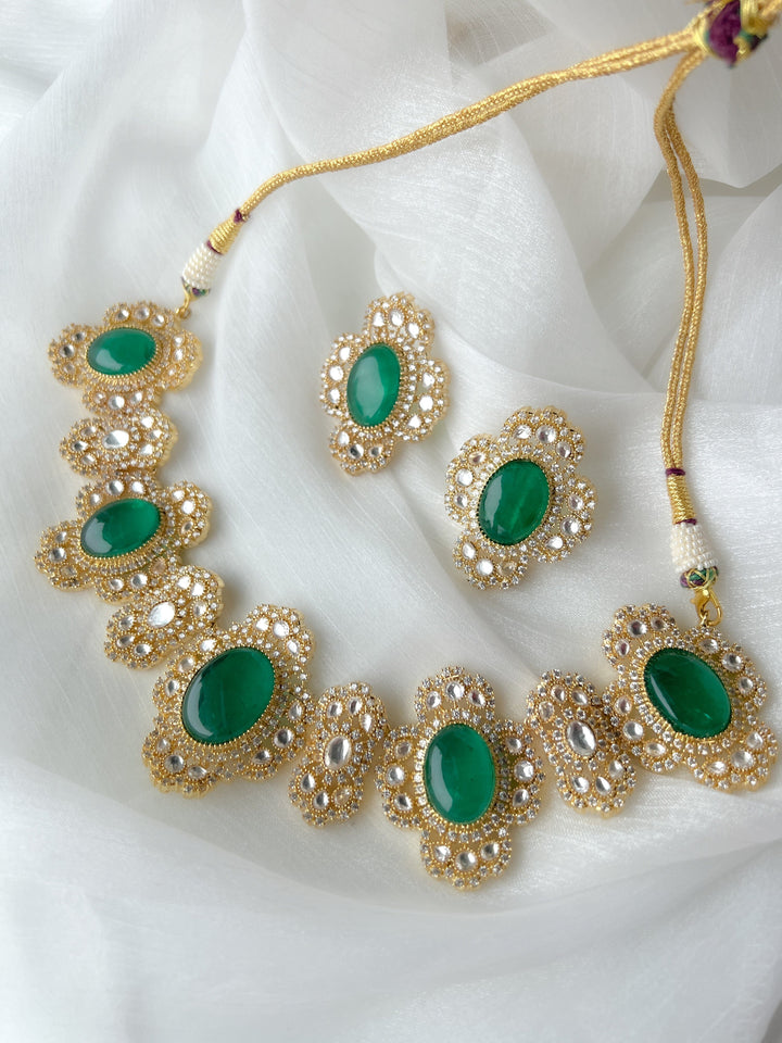 Acclaimed in Green Necklace Sets THE KUNDAN SHOP 