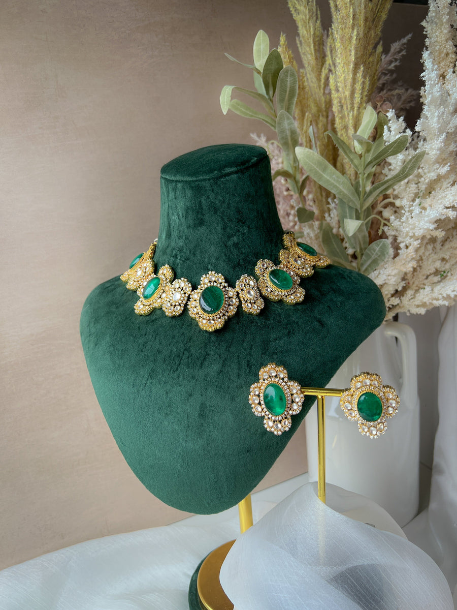 Acclaimed in Green Necklace Sets THE KUNDAN SHOP 
