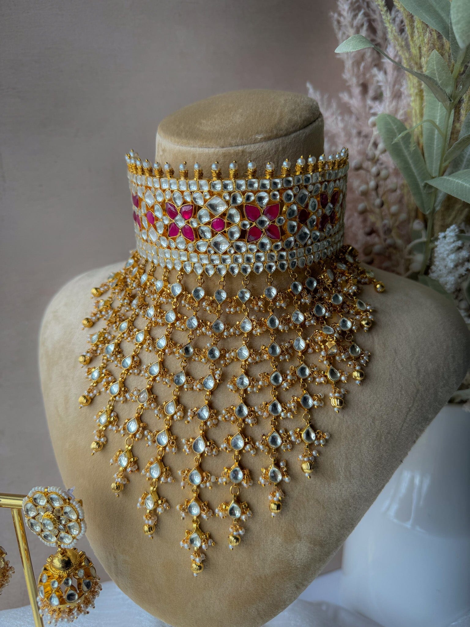 Empress Florals in Golden Necklace Sets THE KUNDAN SHOP 