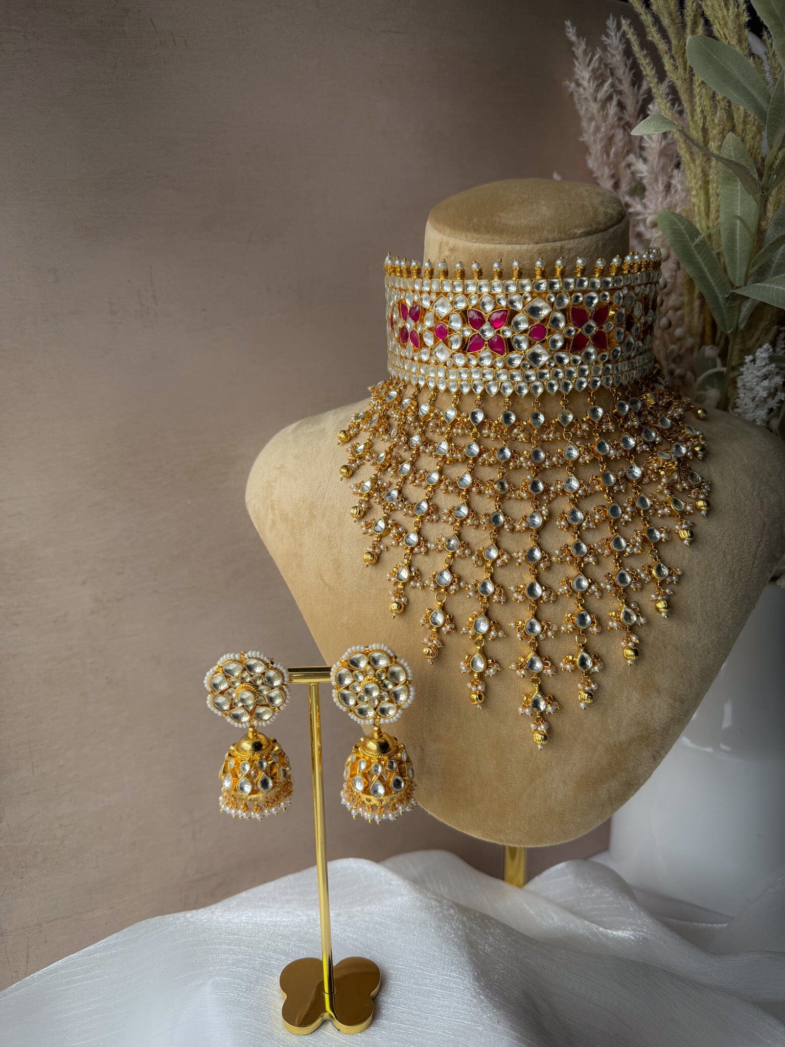 Empress Florals in Golden Necklace Sets THE KUNDAN SHOP 