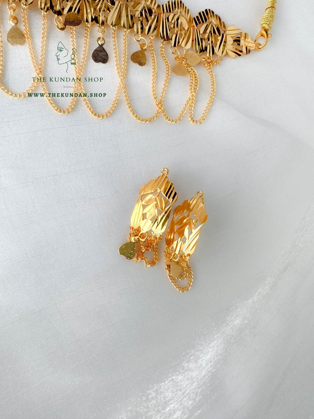 Golden Chain Drops Necklace Sets THE KUNDAN SHOP 