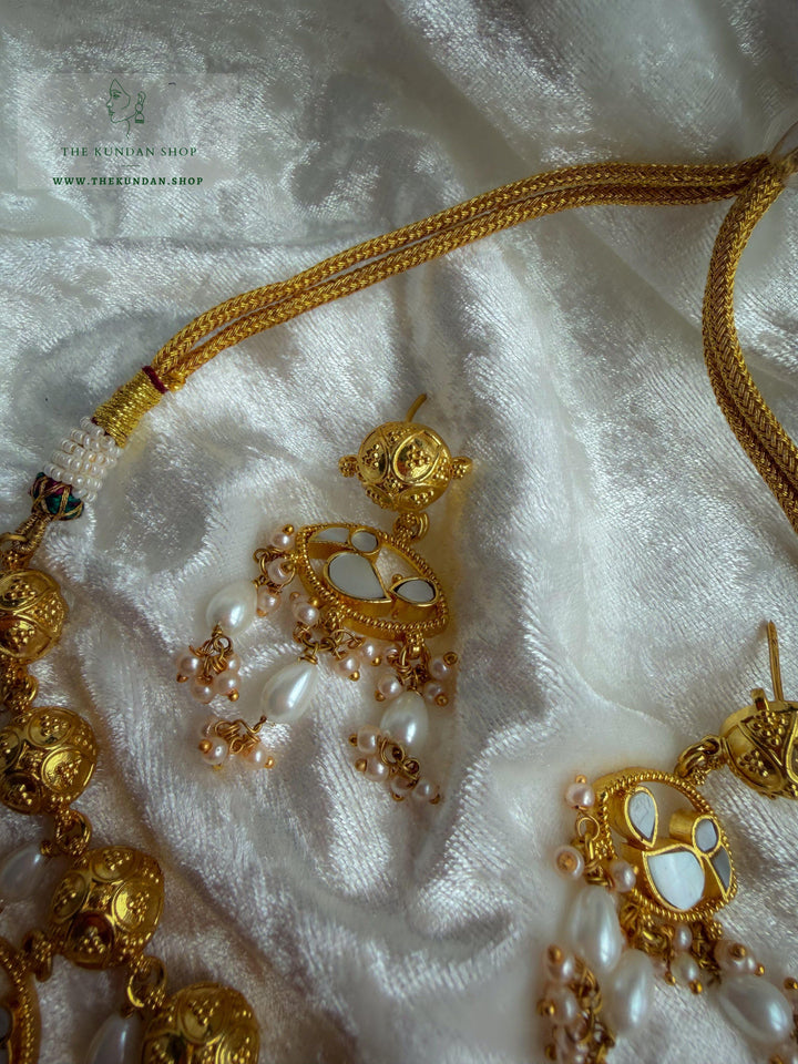 Golden Oasis in Mother of Pearl Necklace Sets THE KUNDAN SHOP 