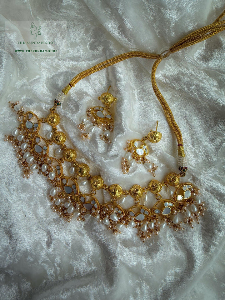 Golden Oasis in Mother of Pearl Necklace Sets THE KUNDAN SHOP 