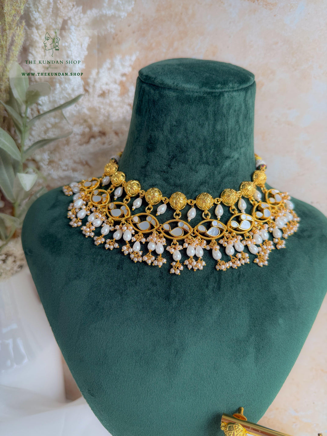 Golden Oasis in Mother of Pearl Necklace Sets THE KUNDAN SHOP 