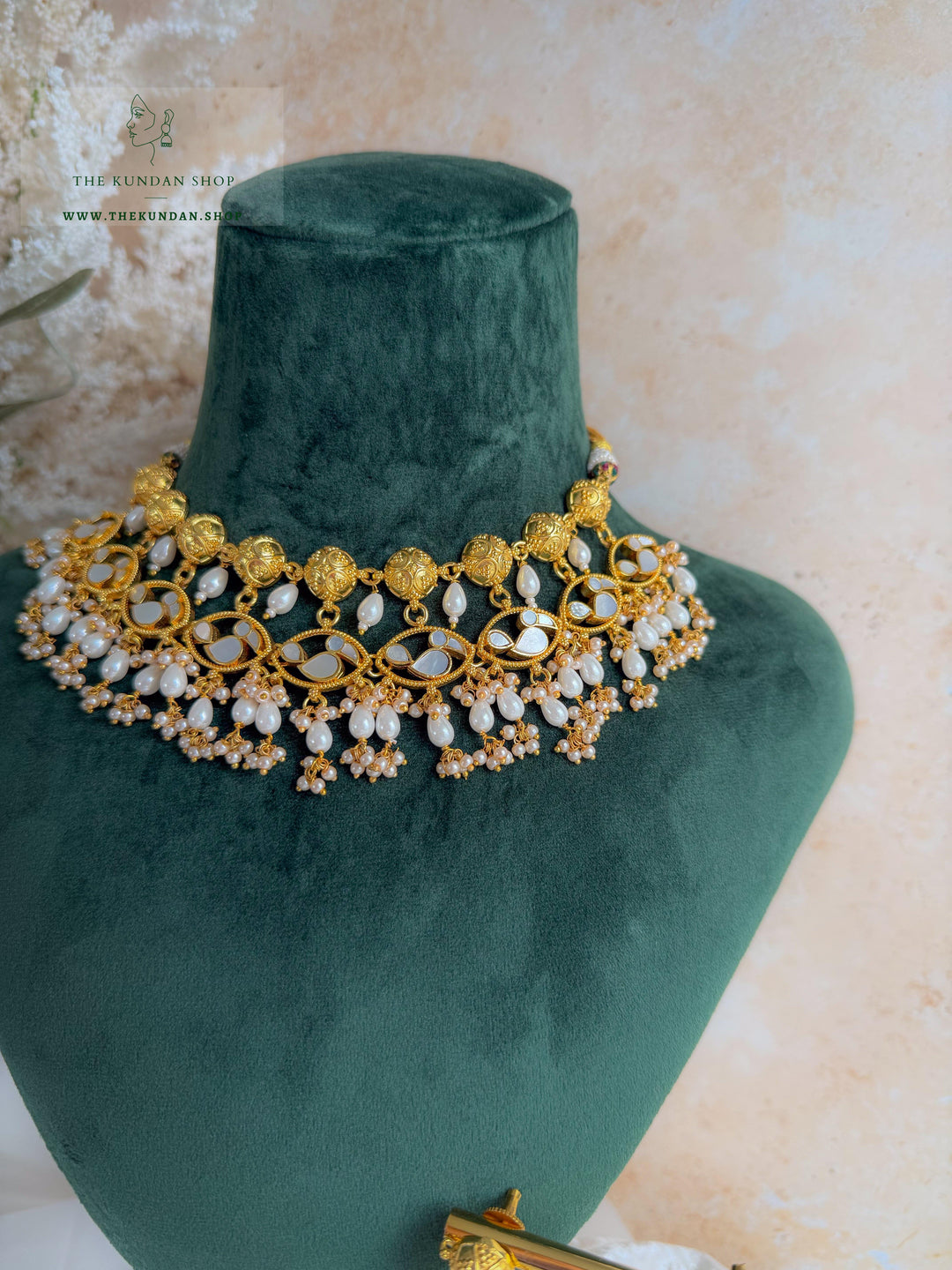 Golden Oasis in Mother of Pearl Necklace Sets THE KUNDAN SHOP 