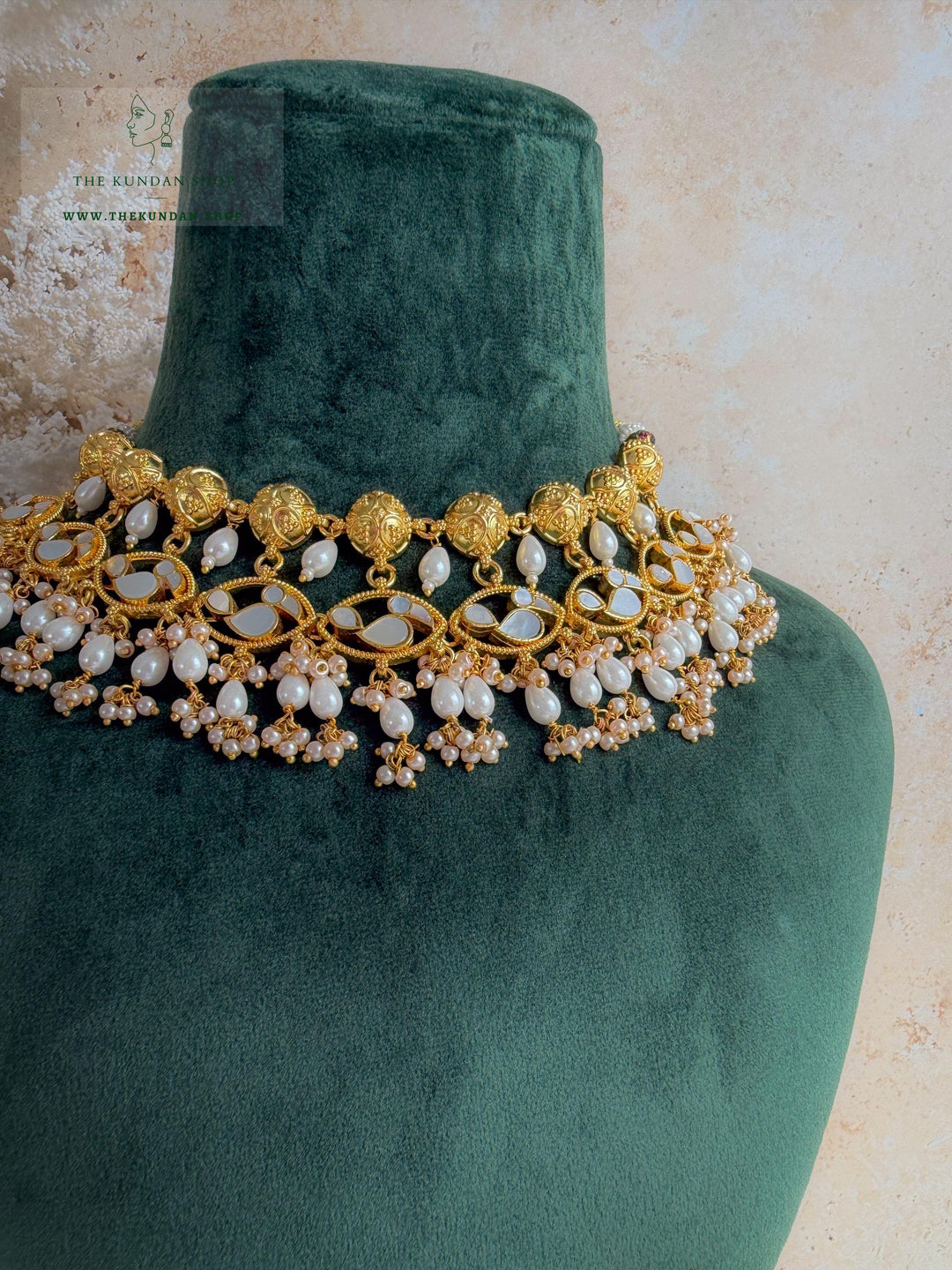 Golden Oasis in Mother of Pearl Necklace Sets THE KUNDAN SHOP 