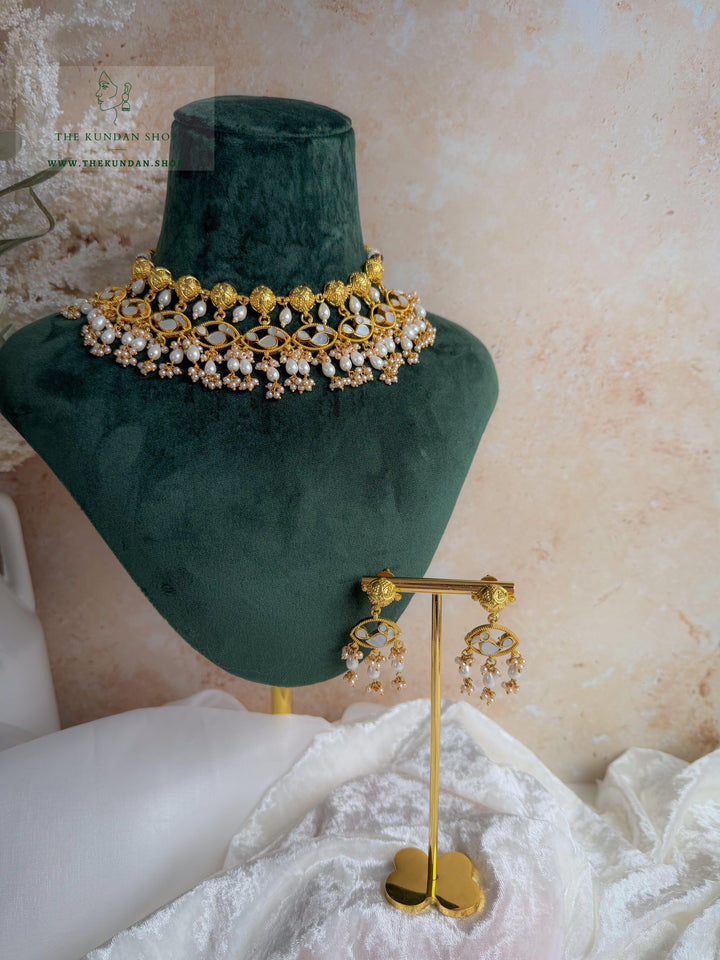 Golden Oasis in Mother of Pearl Necklace Sets THE KUNDAN SHOP 
