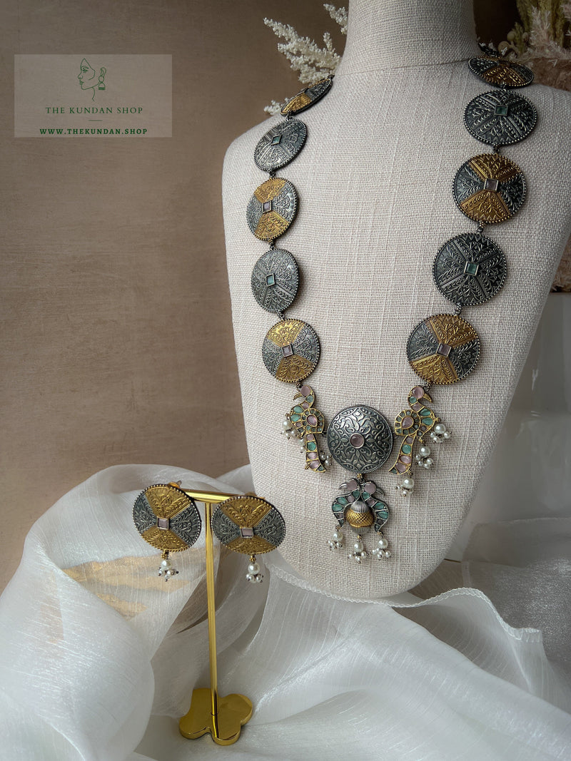 Announced in Gold & Silver// Oxidized Silver Necklace Sets THE KUNDAN SHOP 