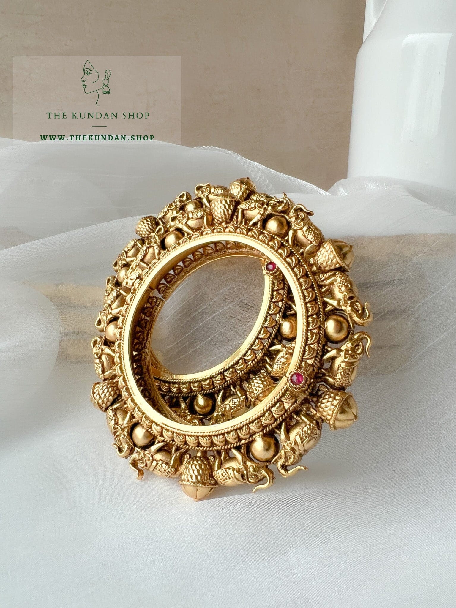 Elephant Pairs in Antique Bangles THE KUNDAN SHOP 