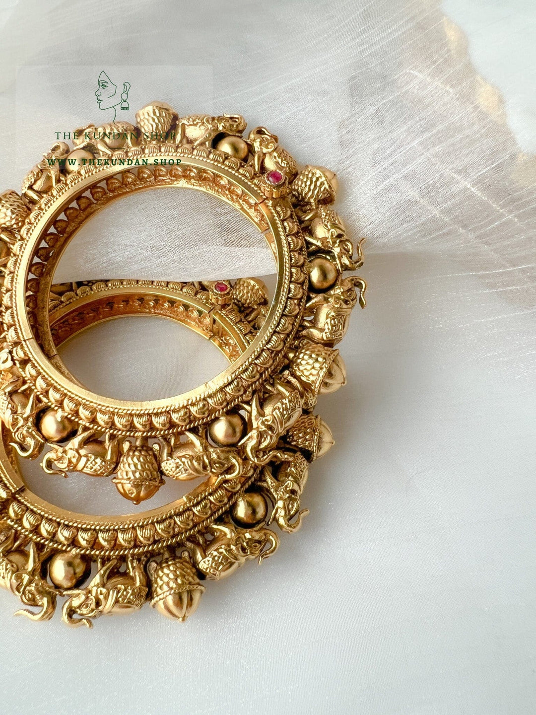 Elephant Pairs in Antique Bangles THE KUNDAN SHOP 