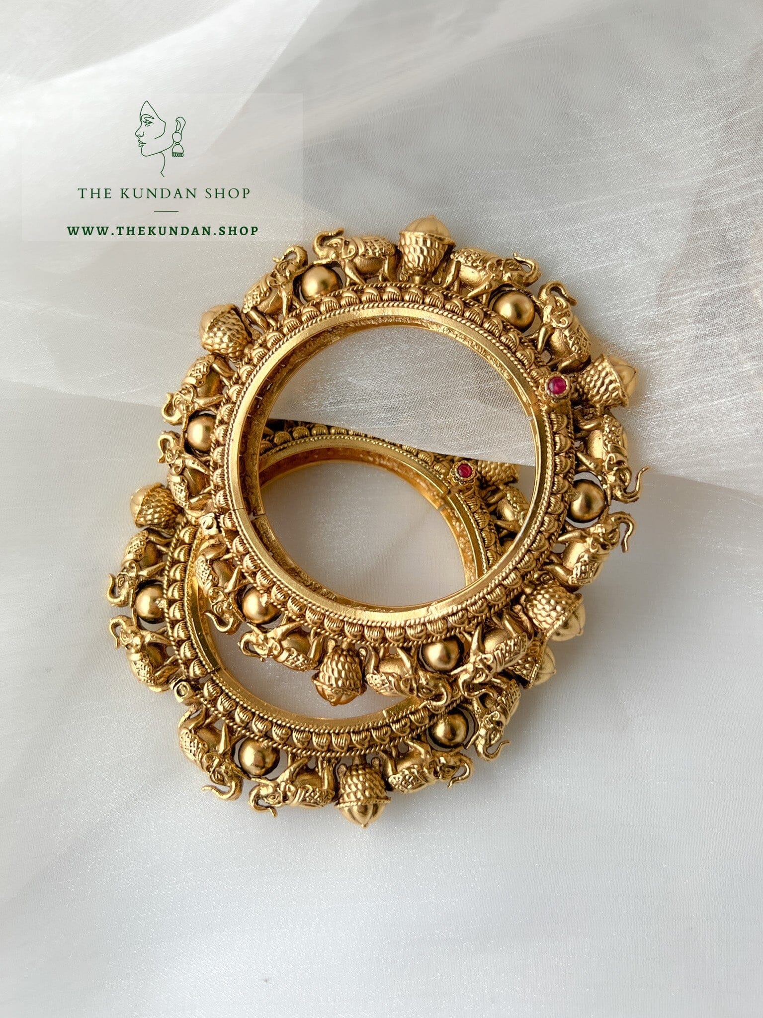 Elephant Pairs in Antique Bangles THE KUNDAN SHOP 