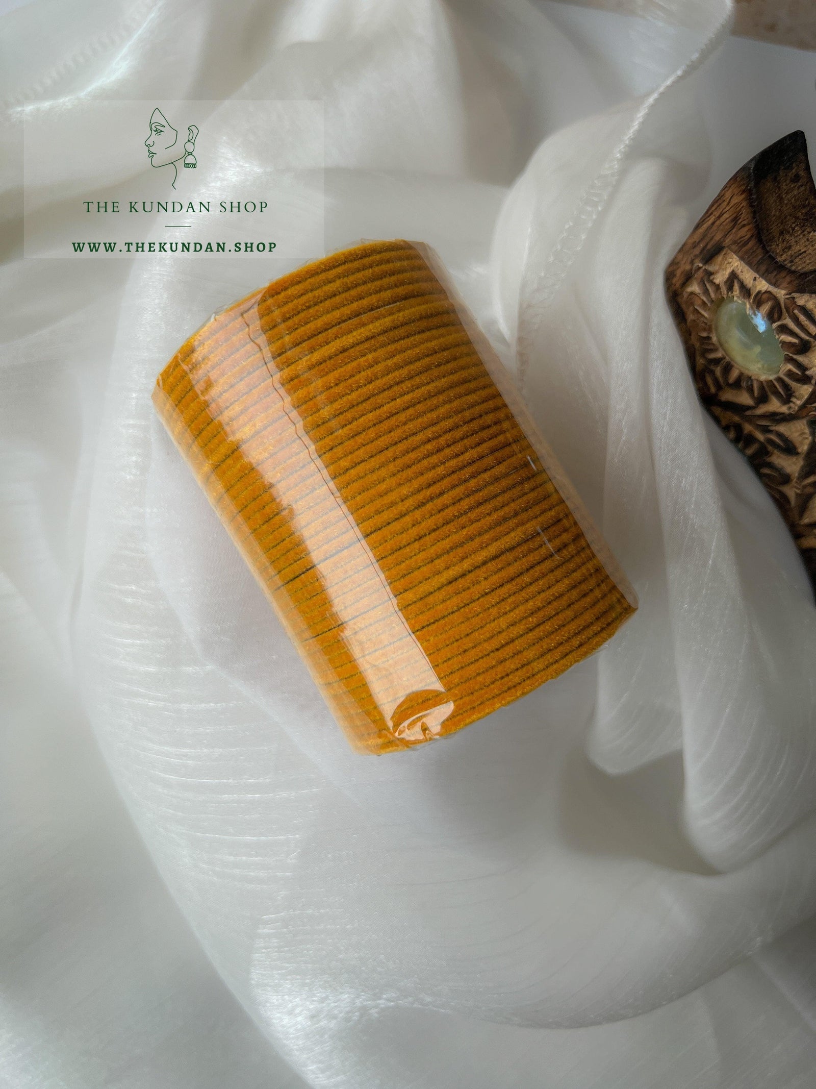 Velvet Bangles in Golden Yellow Bangles THE KUNDAN SHOP 