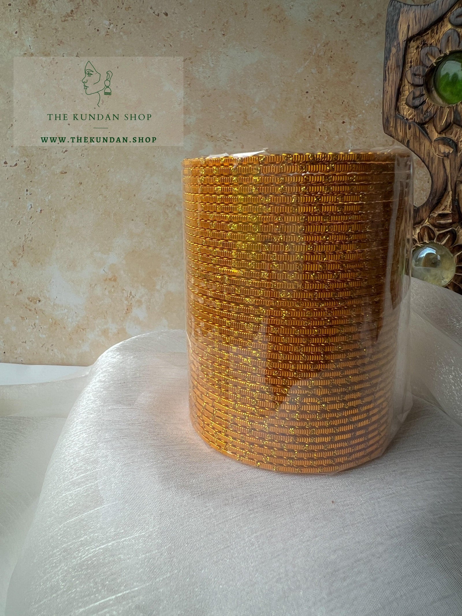 Sparkle & Sheen Bangles in Golden Yellow Bangles THE KUNDAN SHOP 
