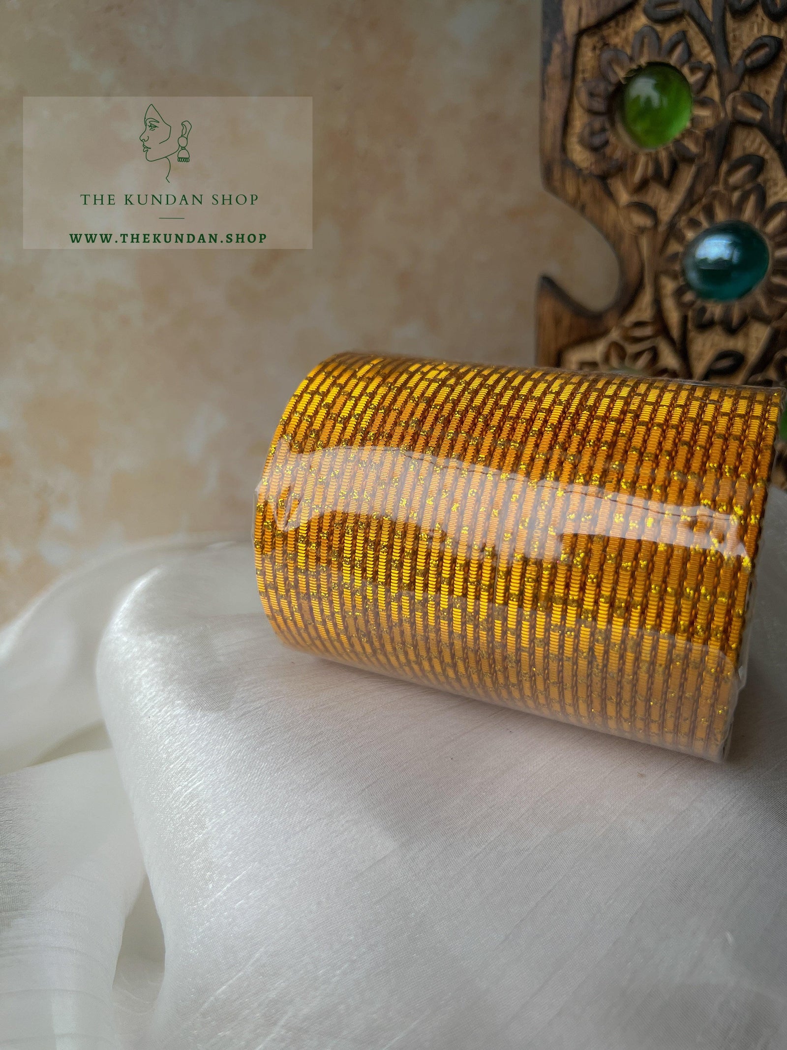 Sparkle & Sheen Bangles in Golden Yellow Bangles THE KUNDAN SHOP 