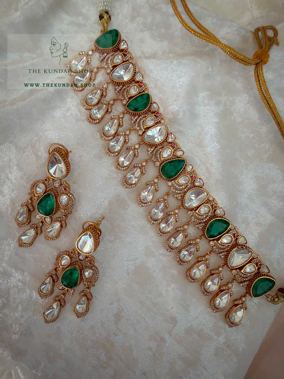 Hidden Moorni in Green Necklace Sets THE KUNDAN SHOP 