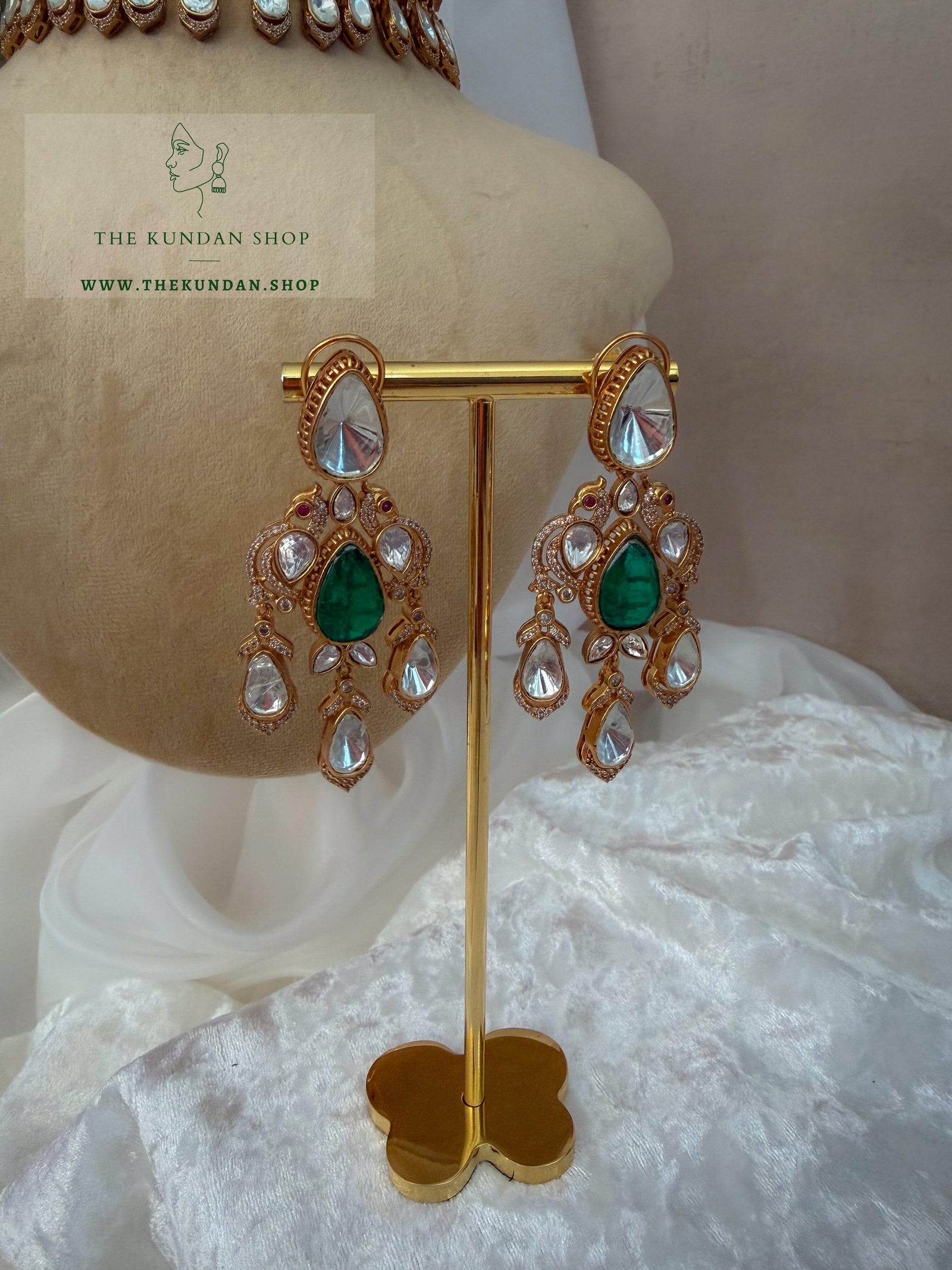 Hidden Moorni in Green Necklace Sets THE KUNDAN SHOP 