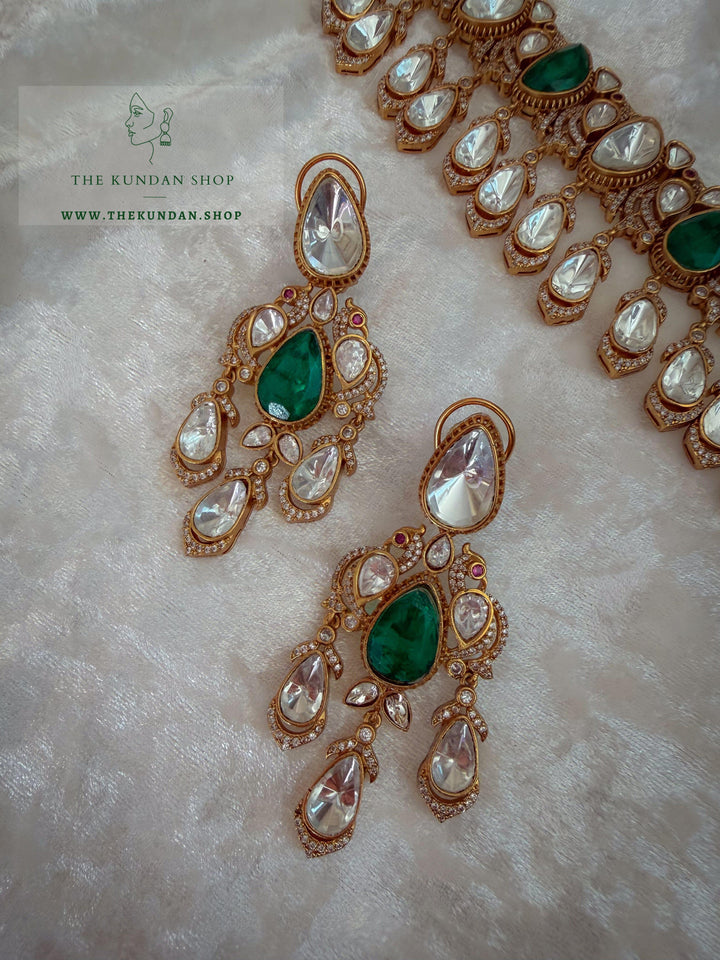 Hidden Moorni in Green Necklace Sets THE KUNDAN SHOP 