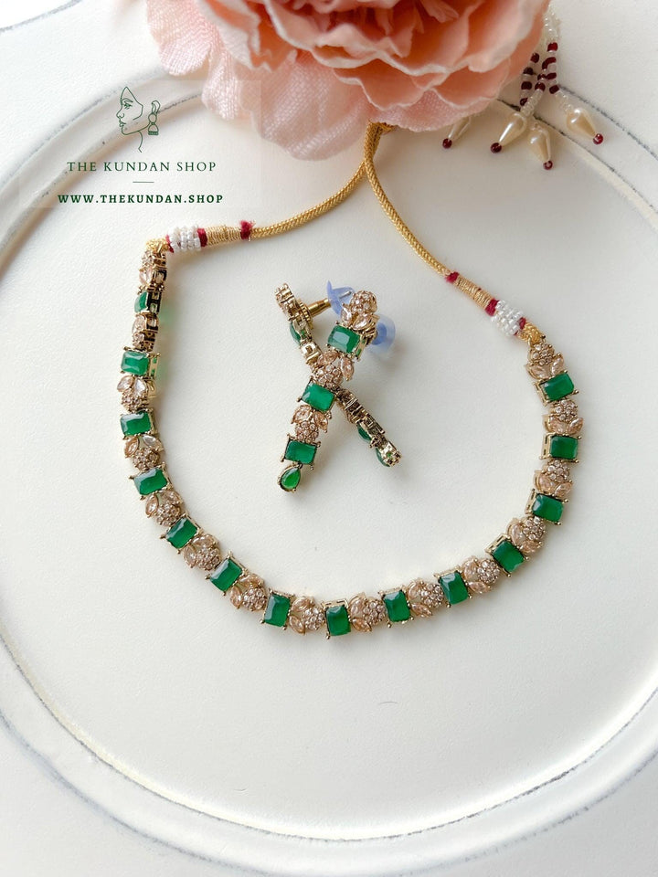 Interest Champagne in Green Necklace Sets THE KUNDAN SHOP 