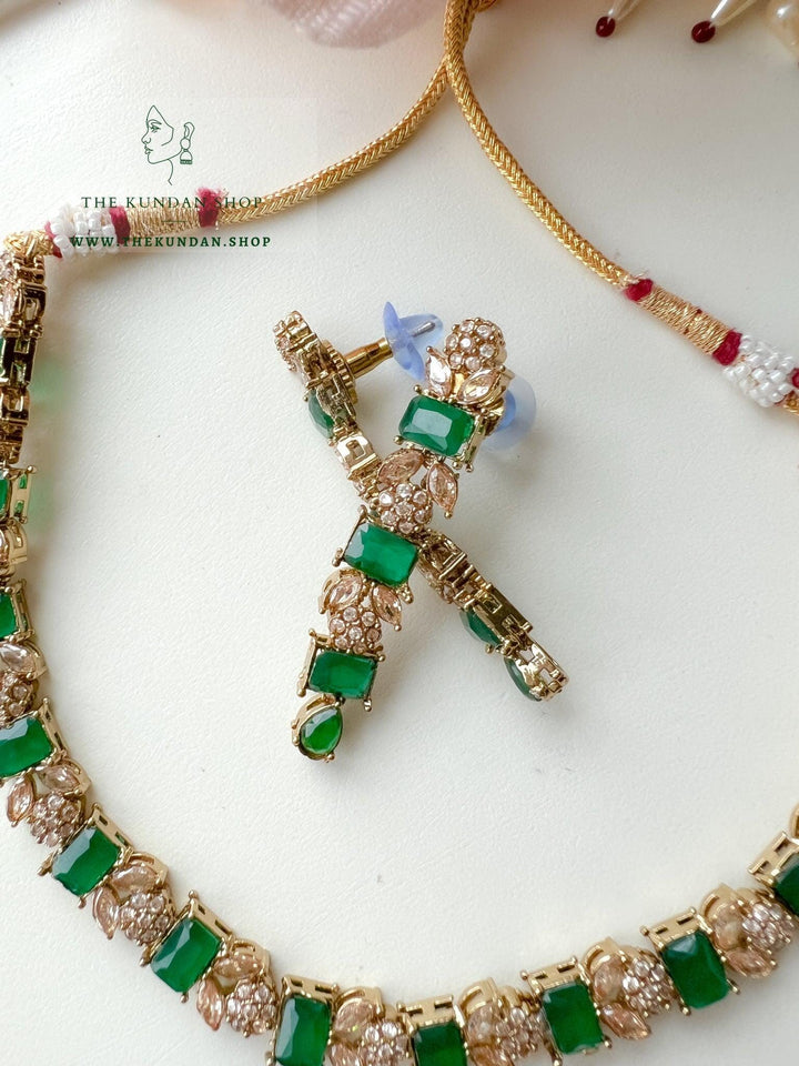 Interest Champagne in Green Necklace Sets THE KUNDAN SHOP 