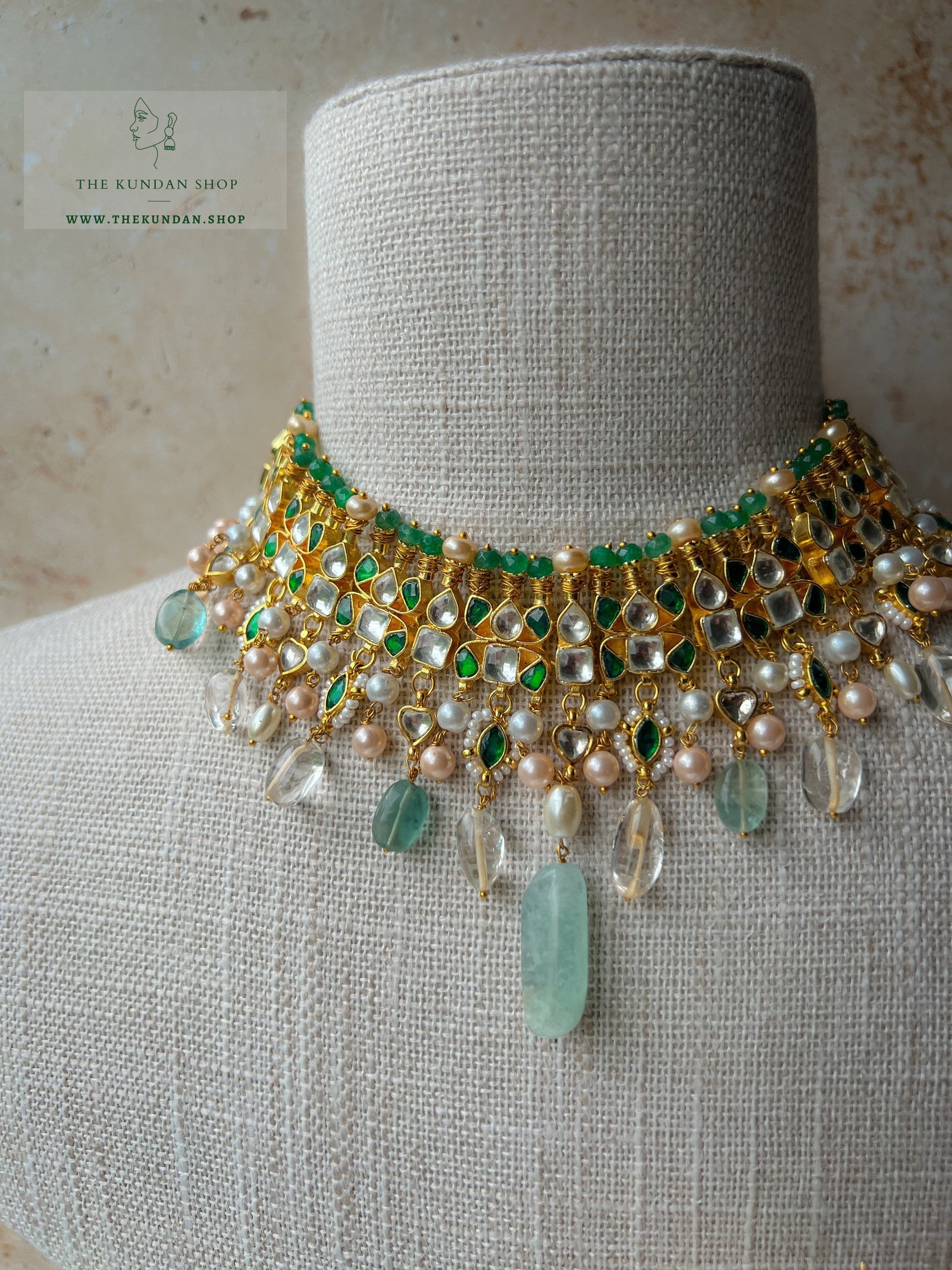Fallout in Greens Necklace Sets THE KUNDAN SHOP 