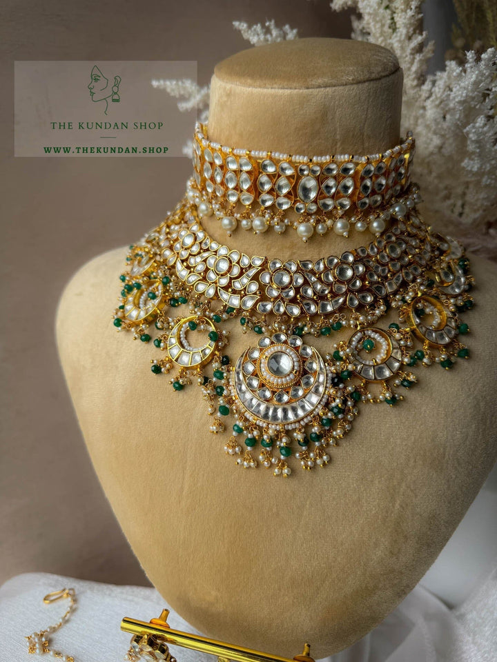 Affection in Green Kundan Necklace Sets THE KUNDAN SHOP 