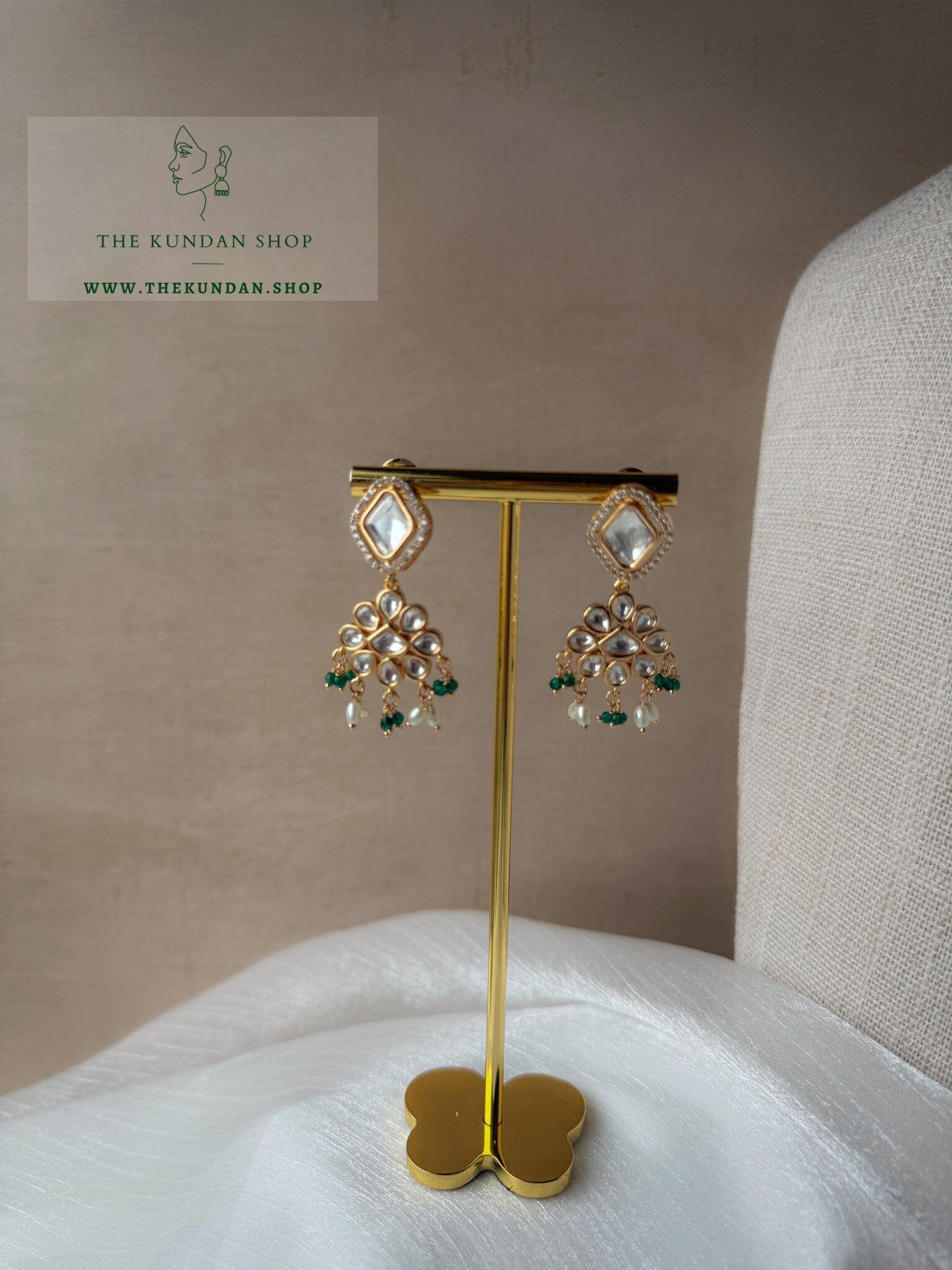 Diamond Tiers in Green Necklace Sets THE KUNDAN SHOP 