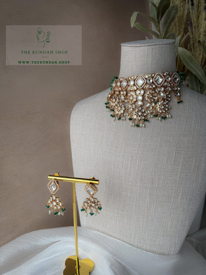 Diamond Tiers in Green Necklace Sets THE KUNDAN SHOP 
