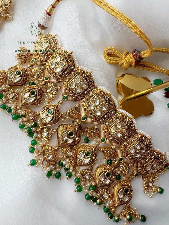 Cherished Heritage in Green Necklace Sets THE KUNDAN SHOP 