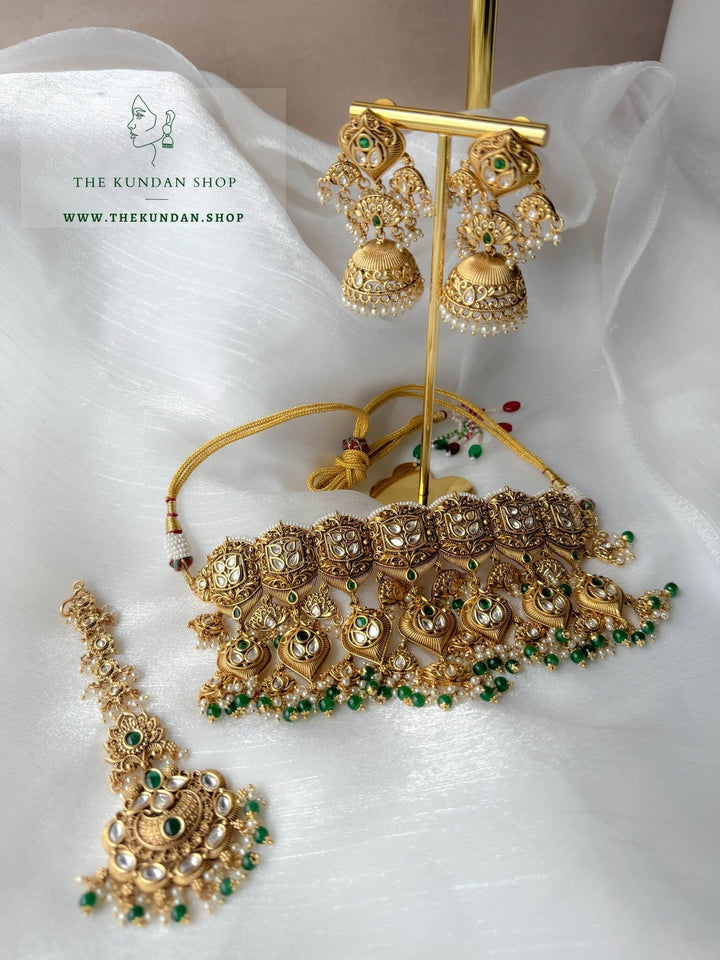 Cherished Heritage in Green Necklace Sets THE KUNDAN SHOP 