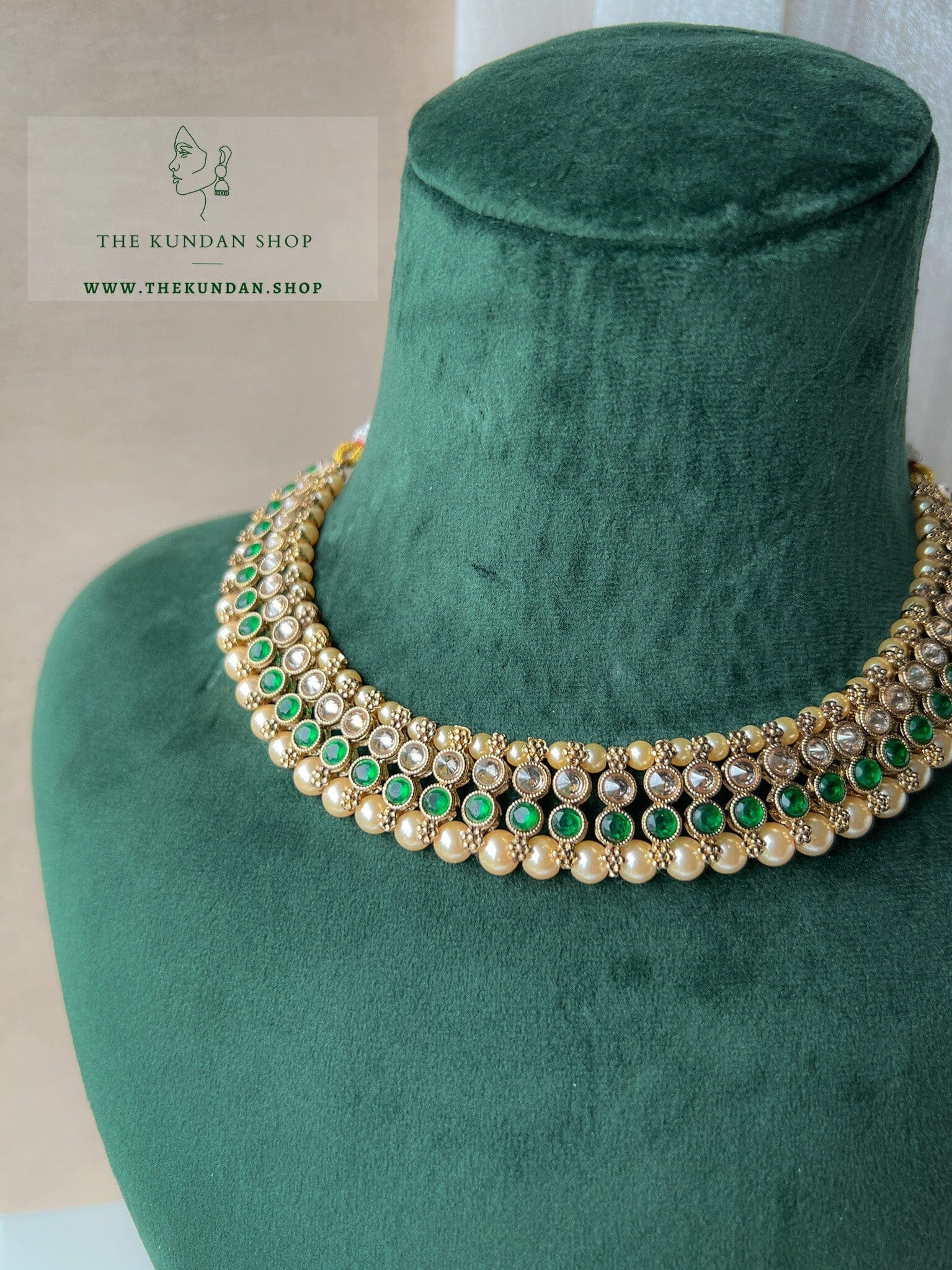 Raised in Green Necklace Sets THE KUNDAN SHOP 
