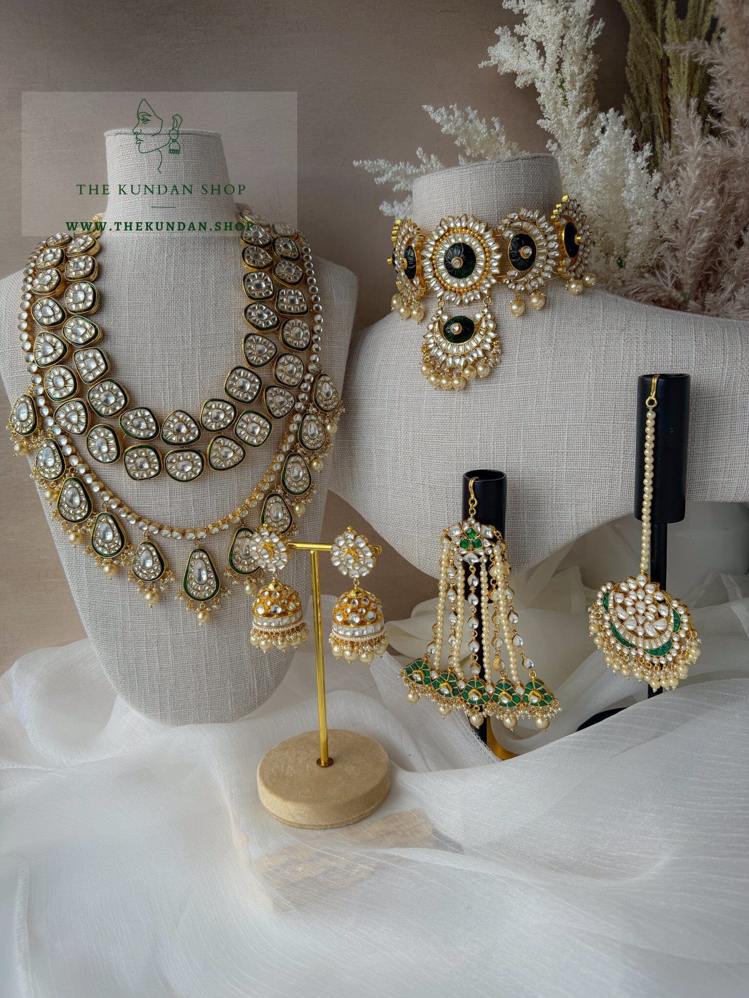 Concise in Green Kundan Full Bridal Set THE KUNDAN SHOP 