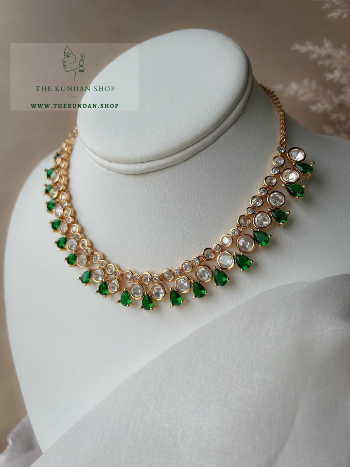 Gatekeep in Emerald Green Necklace Sets THE KUNDAN SHOP 