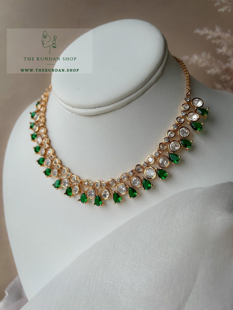 Gatekeep in Emerald Green Necklace Sets THE KUNDAN SHOP 